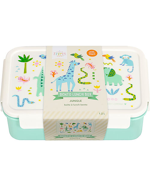A Little Lovely Company Porta Pranzo Bento - Giungla - Scomparti Estraibili Porta Merenda
