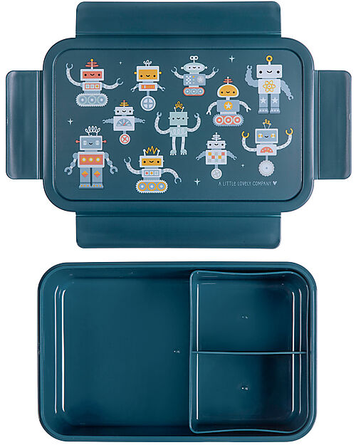A Little Lovely Company Porta Pranzo Bento - Robot - Scomparti Estraibili Porta Merenda