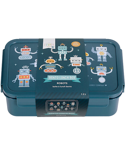 A Little Lovely Company Porta Pranzo Bento - Robot - Scomparti Estraibili Porta Merenda