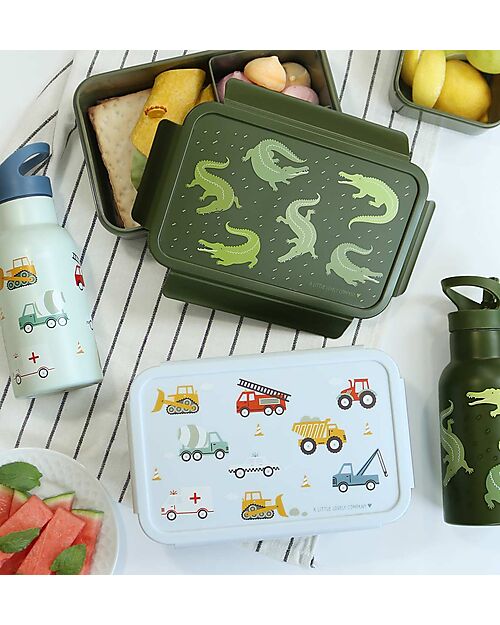 A Little Lovely Company Porta Pranzo Bento - Veicoli - con Scomparti Estraibili Porta Merenda