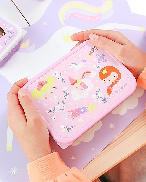 A Little Lovely Company Porta Pranzo in Acciaio - Principesse - 17.5 x 6 x 12.5 cm Contenitori per Alimenti