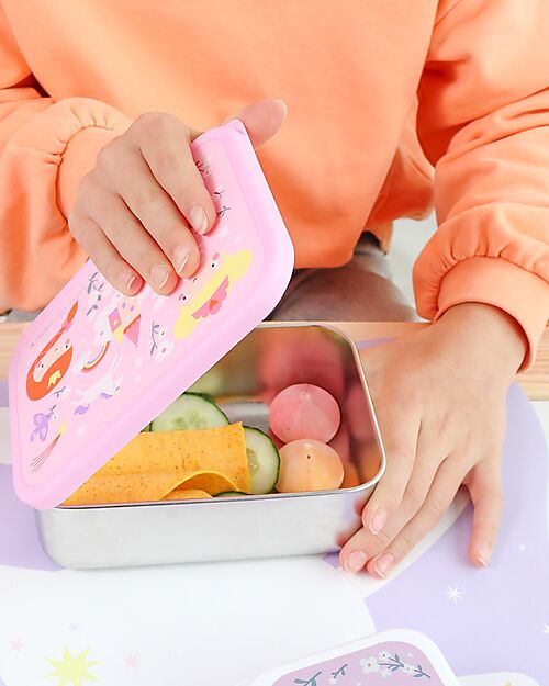 A Little Lovely Company Porta Pranzo in Acciaio - Principesse - 17.5 x 6 x 12.5 cm Contenitori per Alimenti