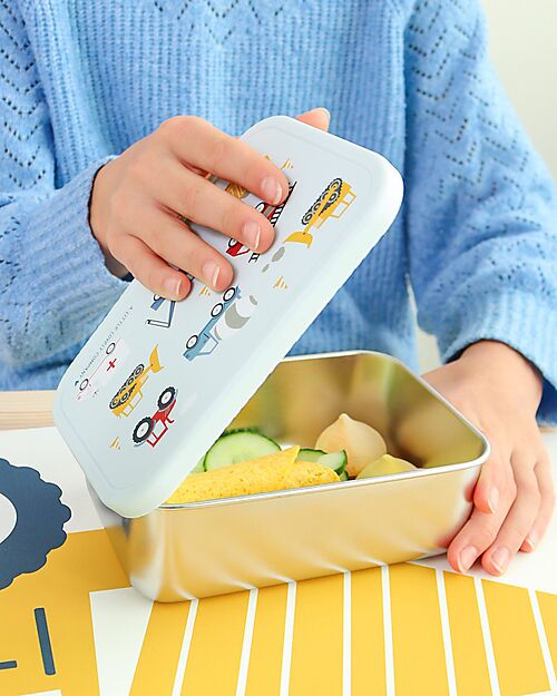 A Little Lovely Company Porta Pranzo in Acciaio - Veicoli - 17.5 x 6 x 12.5 cm Contenitori per Alimenti