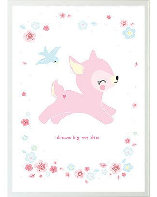 A Little Lovely Company Poster per Cameretta, Cerbiatto - Rosa/Bianco Posters