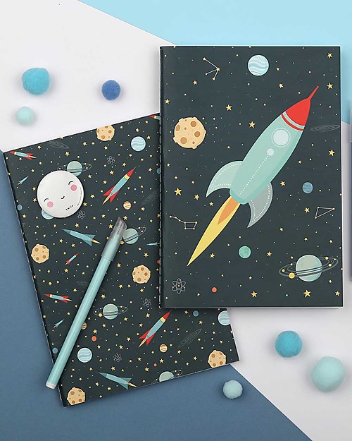 A Little Lovely Company Quadernino Morbido A5, Spazio - Ottima idea regalo! Disegnare e Colorare