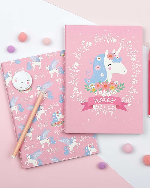 A Little Lovely Company Quadernino Morbido A5, Unicorno - Ottima idea regalo! Disegnare e Colorare