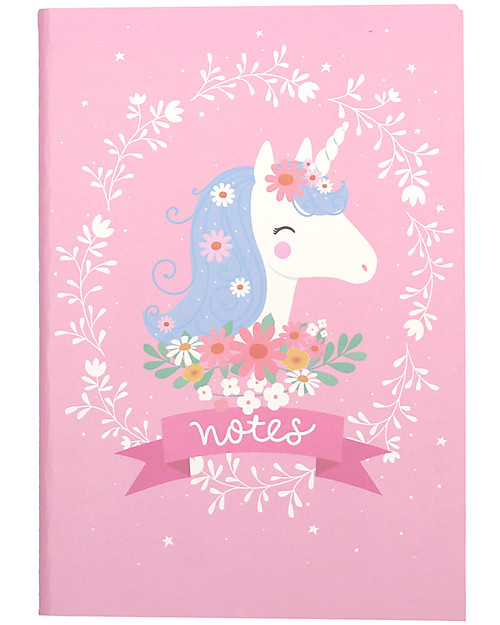 A Little Lovely Company Quadernino Morbido A5, Unicorno - Ottima idea regalo! Disegnare e Colorare