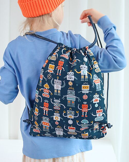 A Little Lovely Company Sacca con Chiusura a Coulisse - Robot - 32 x 42 cm Sacche e Borse Sportive