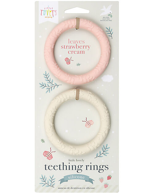 A Little Lovely Company Set 2 Massaggiagengive - Foglie Fragola - 100% Silicone Alimentare Massaggiagengive