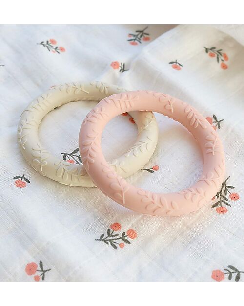 A Little Lovely Company Set 2 Massaggiagengive - Foglie Fragola - 100% Silicone Alimentare Massaggiagengive