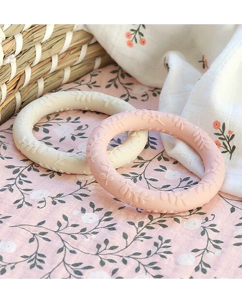 A Little Lovely Company Set 2 Massaggiagengive - Foglie Fragola - 100% Silicone Alimentare Massaggiagengive