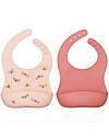 A Little Lovely Company Set da 2 Bavagli Impermeabili in Silicone - Farfalle Bavagli Impermeabili con Tasca