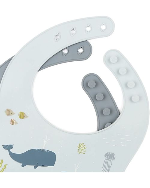 A Little Lovely Company Set da 2 Bavagli Impermeabili in Silicone - Oceano Bavagli Impermeabili con Tasca