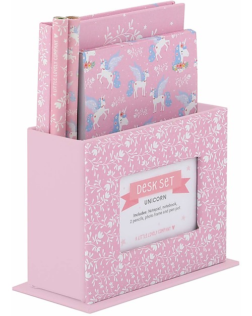 A Little Lovely Company Set da Scrivania, Unicorno (Quaderno, Notebook, 2 Penne) Giochi Creativi