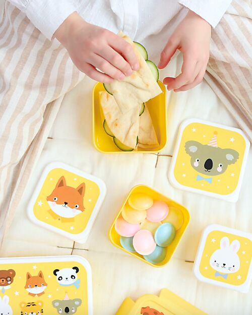 A Little Lovely Company Set di Contenitori Porta Pranzo e Porta Merenda - Amici Animali Porta Merenda