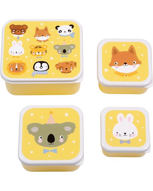 A Little Lovely Company Set di Contenitori Porta Pranzo e Porta Merenda - Amici Animali Porta Merenda