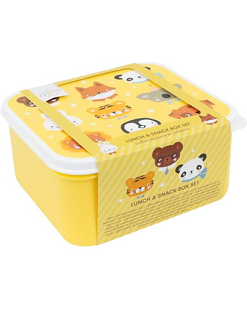 A Little Lovely Company Set di Contenitori Porta Pranzo e Porta Merenda - Amici Animali Porta Merenda