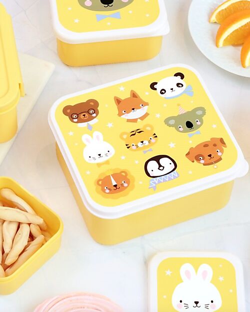 A Little Lovely Company Set di Contenitori Porta Pranzo e Porta Merenda - Amici Animali Porta Merenda