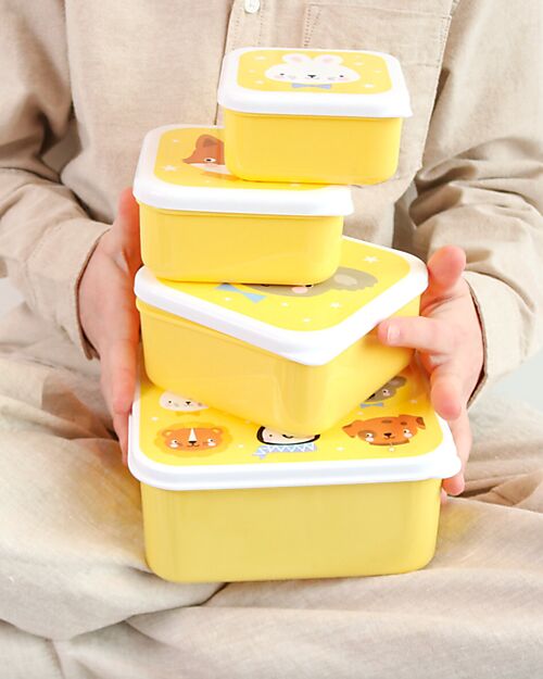 A Little Lovely Company Set di Contenitori Porta Pranzo e Porta Merenda - Amici Animali Porta Merenda