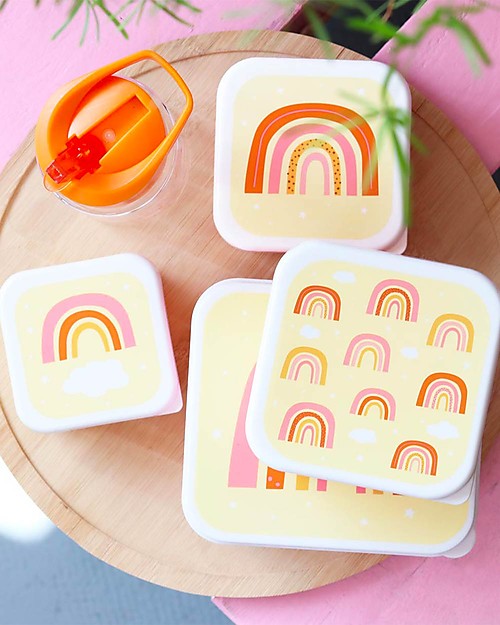 A Little Lovely Company Set di Contenitori Porta Pranzo e Porta Merenda - Arcobaleni Porta Merenda