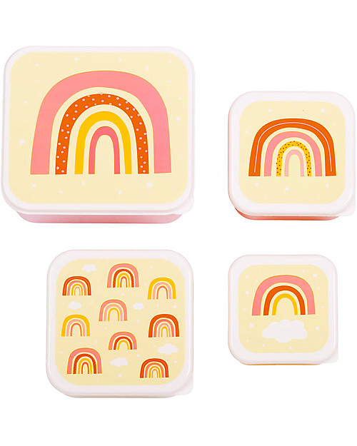 A Little Lovely Company Set di Contenitori Porta Pranzo e Porta Merenda - Arcobaleni Porta Merenda