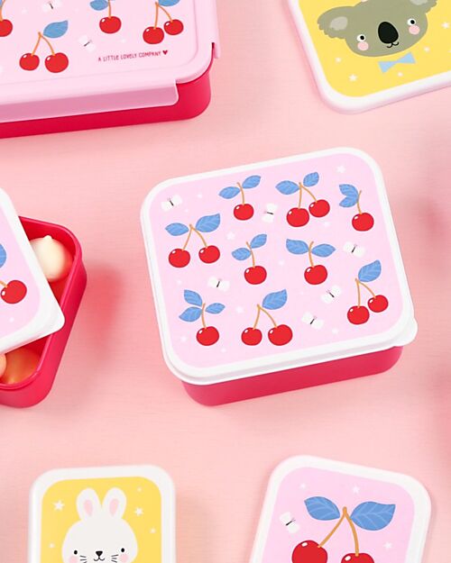 A Little Lovely Company Set di Contenitori Porta Pranzo e Porta Merenda - Ciliegie Porta Merenda