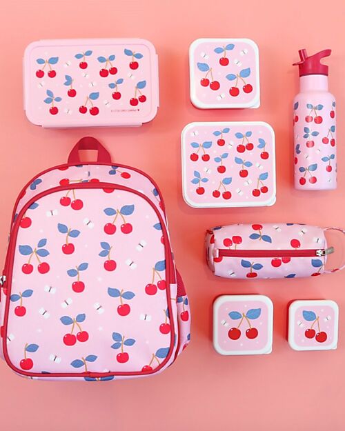 A Little Lovely Company Set di Contenitori Porta Pranzo e Porta Merenda - Ciliegie Porta Merenda