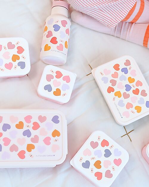 A Little Lovely Company Set di Contenitori Porta Pranzo e Porta Merenda - Cuori Porta Merenda