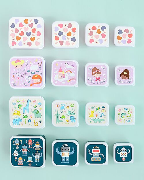 A Little Lovely Company Set di Contenitori Porta Pranzo e Porta Merenda - Cuori Porta Merenda