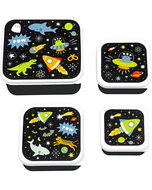 A Little Lovely Company Set di Contenitori Porta Pranzo e Porta Merenda - Galaxy Porta Merenda