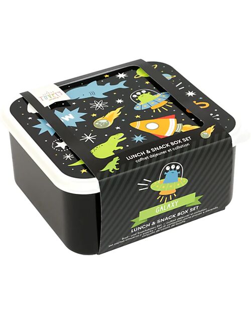 A Little Lovely Company Set di Contenitori Porta Pranzo e Porta Merenda - Galaxy Porta Merenda