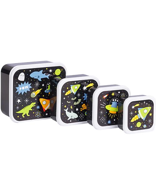 A Little Lovely Company Set di Contenitori Porta Pranzo e Porta Merenda - Galaxy Porta Merenda