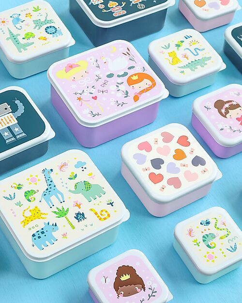 A Little Lovely Company Set di Contenitori Porta Pranzo e Porta Merenda - Giungla Porta Merenda