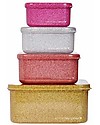 A Little Lovely Company Set di Contenitori Porta Pranzo e Porta Merenda - Glitter Rosa e oro Porta Merenda