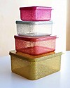 A Little Lovely Company Set di Contenitori Porta Pranzo e Porta Merenda - Glitter Rosa e oro Porta Merenda