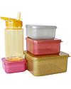 A Little Lovely Company Set di Contenitori Porta Pranzo e Porta Merenda - Glitter Rosa e oro Porta Merenda