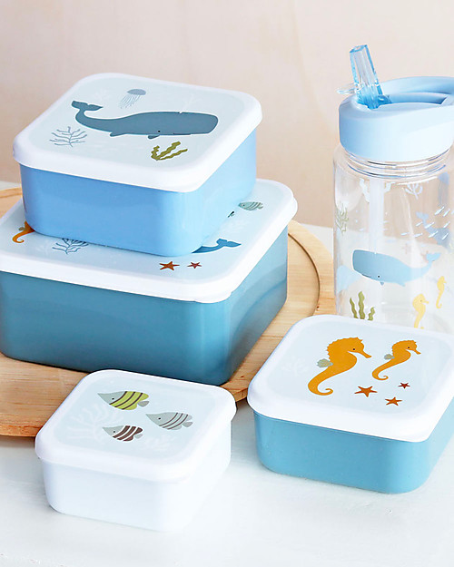 A Little Lovely Company Set di Contenitori Porta Pranzo e Porta Merenda - Oceano Porta Merenda