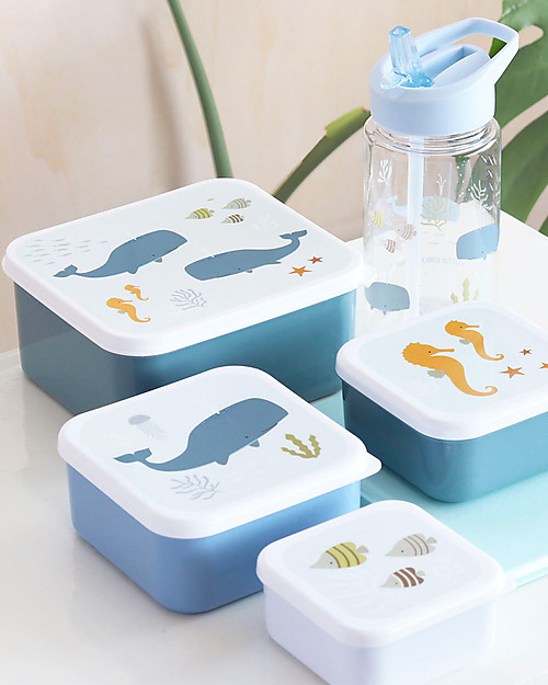 A Little Lovely Company Set di Contenitori Porta Pranzo e Porta Merenda - Oceano Porta Merenda