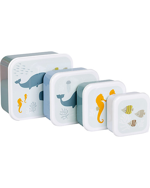 A Little Lovely Company Set di Contenitori Porta Pranzo e Porta Merenda - Oceano Porta Merenda