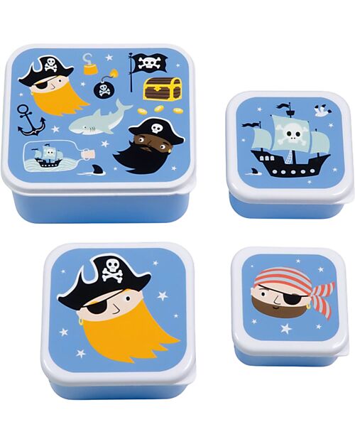 A Little Lovely Company Set di Contenitori Porta Pranzo e Porta Merenda - Pirati Porta Merenda