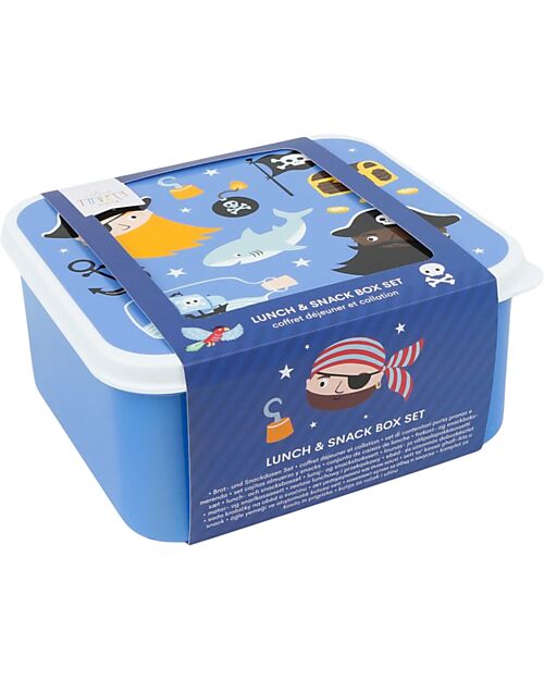 A Little Lovely Company Set di Contenitori Porta Pranzo e Porta Merenda - Pirati Porta Merenda