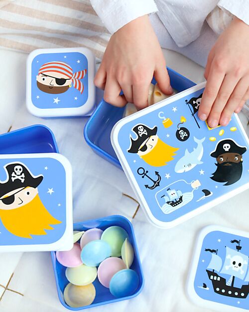 A Little Lovely Company Set di Contenitori Porta Pranzo e Porta Merenda - Pirati Porta Merenda