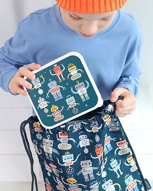 A Little Lovely Company Set di Contenitori Porta Pranzo e Porta Merenda - Robot Porta Merenda