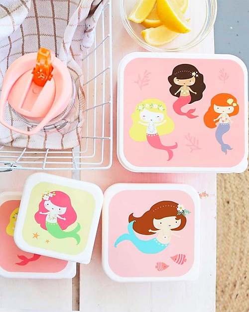 A Little Lovely Company Set di Contenitori Porta Pranzo e Porta Merenda - Sirene Porta Merenda