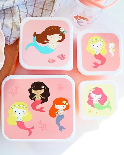 A Little Lovely Company Set di Contenitori Porta Pranzo e Porta Merenda - Sirene Porta Merenda