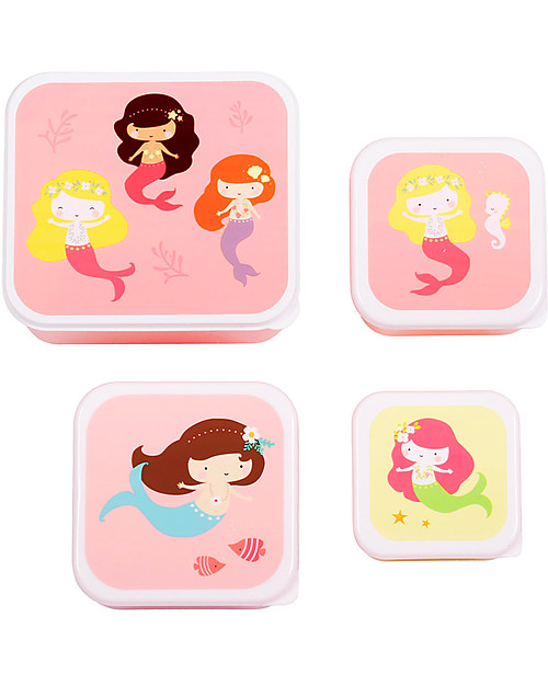 A Little Lovely Company Set di Contenitori Porta Pranzo e Porta Merenda - Sirene Porta Merenda