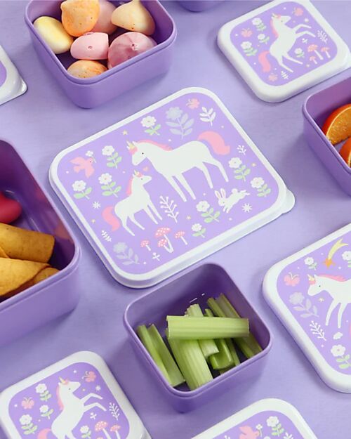 A Little Lovely Company Set di Contenitori Porta Pranzo e Porta Merenda - Unicorn Dreams Porta Merenda