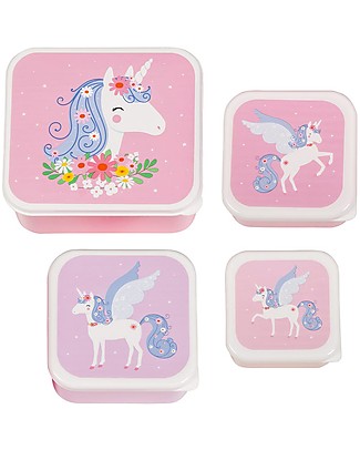 A Little Lovely Company Set di Contenitori Porta Pranzo e Porta Merenda - Unicorno Contenitori Latte e Snack