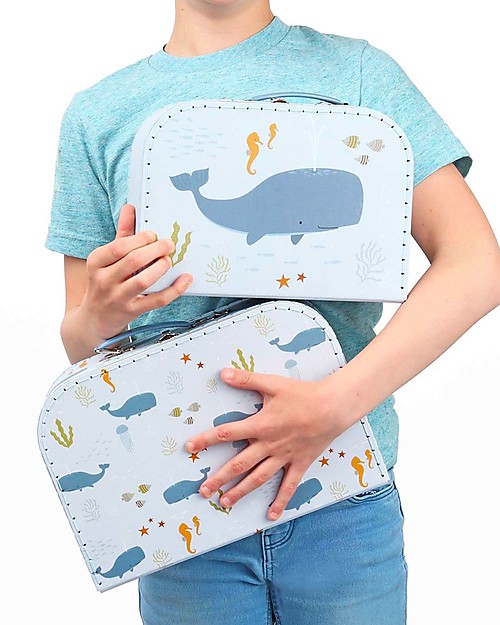 A Little Lovely Company Set di due Valigette Portagiochi - Oceano Valigie Porta Giochi