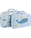 A Little Lovely Company Set di due Valigette Portagiochi - Oceano Valigie Porta Giochi